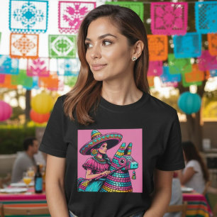Camisa Festiva Mexicana Fiesta Piñata Engraçada