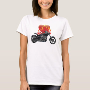 Camisa flamejante do motociclista do amor