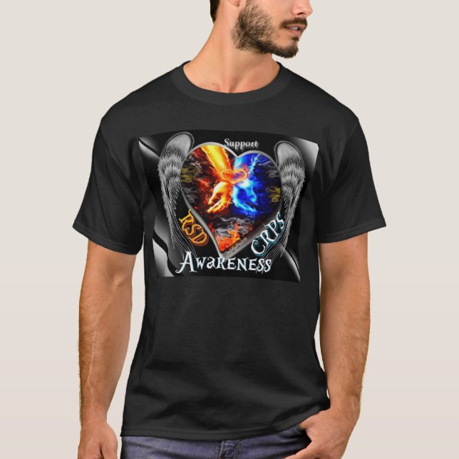 Camisa flamejante voada CRPS do coração das mãos (Frente)