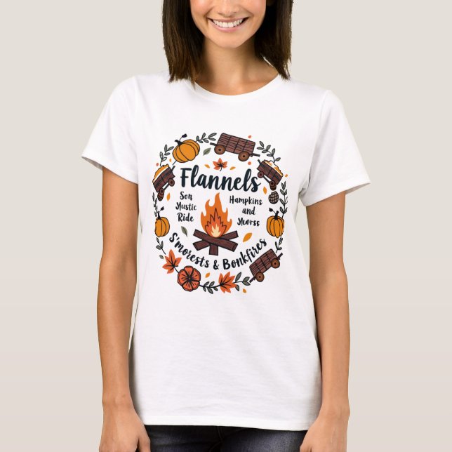 Camisa Flannel Fall, Pumpkins Hayrides Bonfire (Frente)