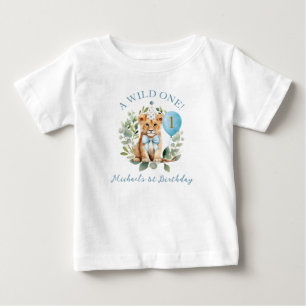 Camisa Floral de Aniversário do Leão Menino Selvag