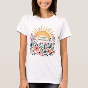Camisa Floral de Verão para perseguição de Pôrs do