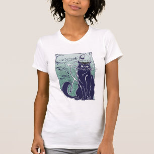 Camisa francesa do gato de Nouveau da arte