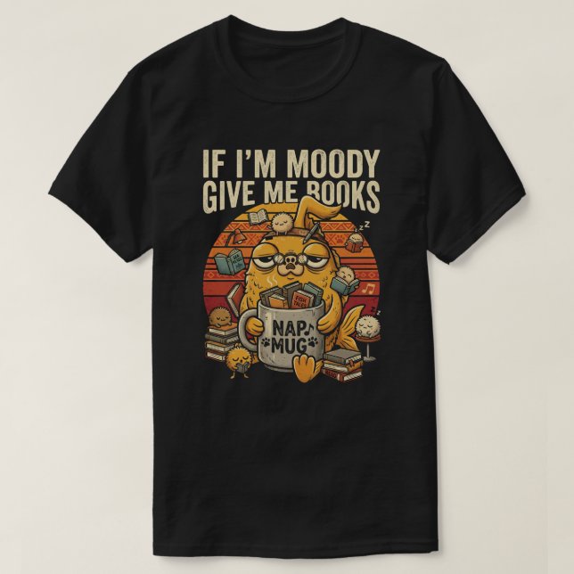 : Camisa Funny Book Lover Retro Peixe Leitura (Frente do Design)