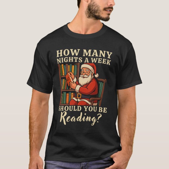Camisa Funny Santa Reading 67 Meme Tee Natal Profe (Frente)