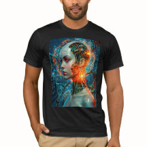 Camisa Futurista de Cyborg com Rede Neural de Ficç
