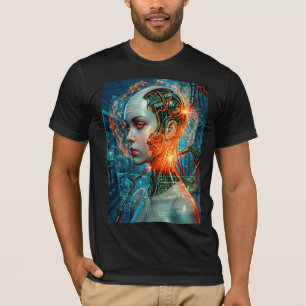 Camisa Futurista de Cyborg com Rede Neural de Ficç