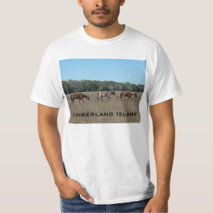Camisa GA do t-shirt dos cavalos selvagens da ilha