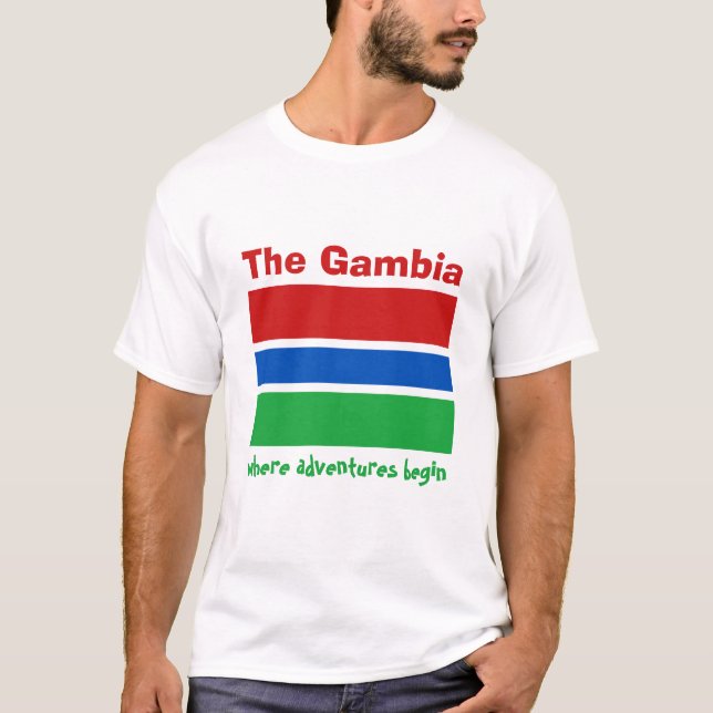 Camisa Gambia Bandeira + Mapa + Texto (Frente)