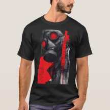 Camisa Gas Mask Trash Polka Vermelha Preta Grunge