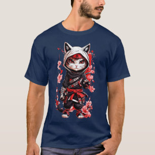Camisa Gato de Samurai Escuro Bonito
