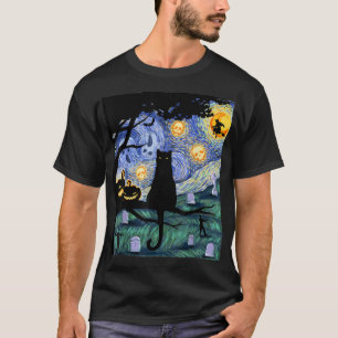 Camisa Gato, Tee Gato Noturno Assustador, Presente