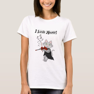 Camisa Gatos Fofos Amam Música Musical Violino