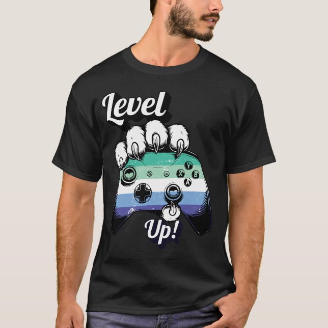 Camisa Gay MLM Pride Level Up Tiger Paw Controller (Frente)