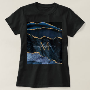 Camisa Gemstone Azul, Marinho Agate, Dourada - Mon