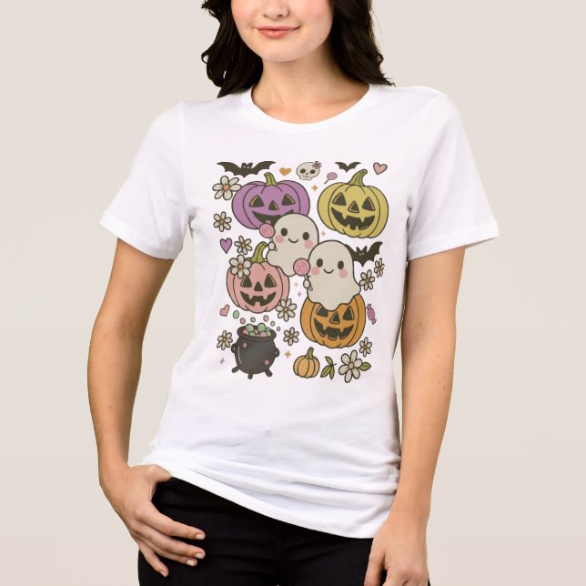 Camisa Ghost Pumpkin Cute Kawaii (Frente)