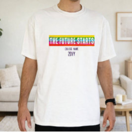 Camisa Gradiente Minimalista O Futuro Começa Arco-