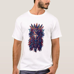 Camisa Gráfica Artística de Cocar Tribal - Boêmia