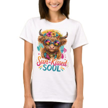 Camisa Gráfica Boho Highland Cow Sun Kissed Soul