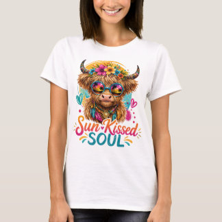 Camisa Gráfica Boho Highland Cow Sun Kissed Soul