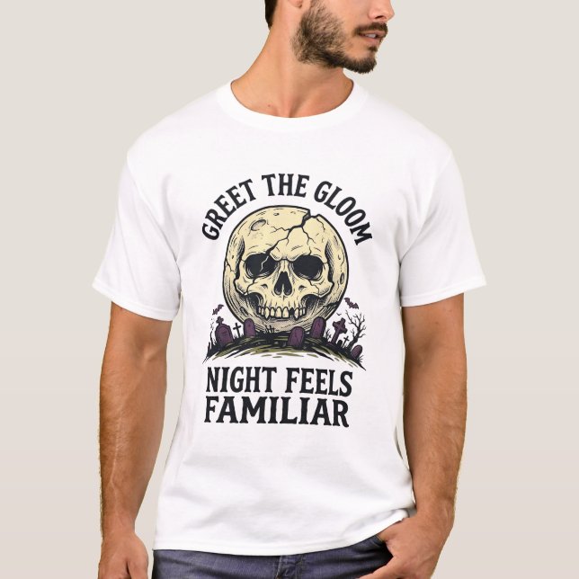 Camisa Gráfica Crânio Lua Assustadora de Halloween (Frente)