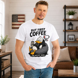 CAMISA GRÁFICA DE BAIXA BATARIA MAS PRIMEIRO CAFÉ
