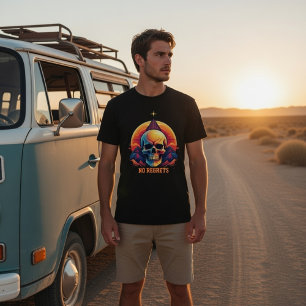 Camisa Gráfica de Crânio de Montanha no Pôr do Sol