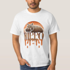 Camisa Gráfica de Hipopótamo com Charme Rústico