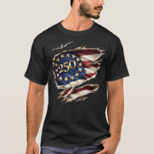 Camisa Gráfica Patriótica Americana 250 Rasgada
