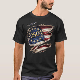 Camisa Gráfica Patriótica Americana 250 Rasgada