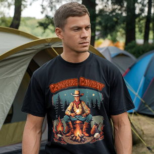 Camisa Gráfica Retro de Caubói em Acampamento