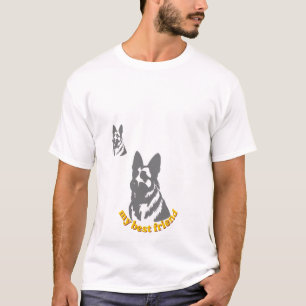 Camisa gráfica roxa com rosto de cão pastor alemão