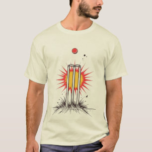 Camisa gráfica T20 de críquete com tocos quebrados