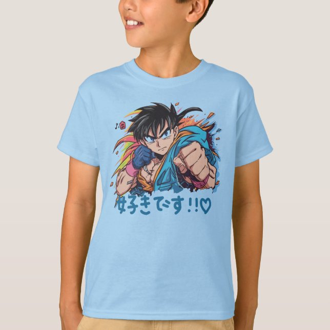 Camisa Gráfica T-Shirt de Animação de Meninos (Frente)
