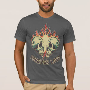 Camisa Gráfica Vintage de Caveira em Chamas para H