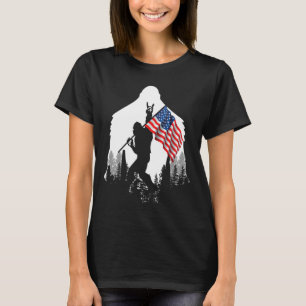 Camisa Grande Pé - Bandeira Americana Bigfoot Sasq