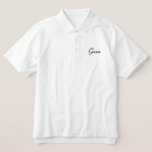 Camisa Groom Polo<br><div class="desc">A Camisa de Polo é mostrada em Branco com texto bordado em preto. Personalize este item ou comprar conforme mostrado.</div>