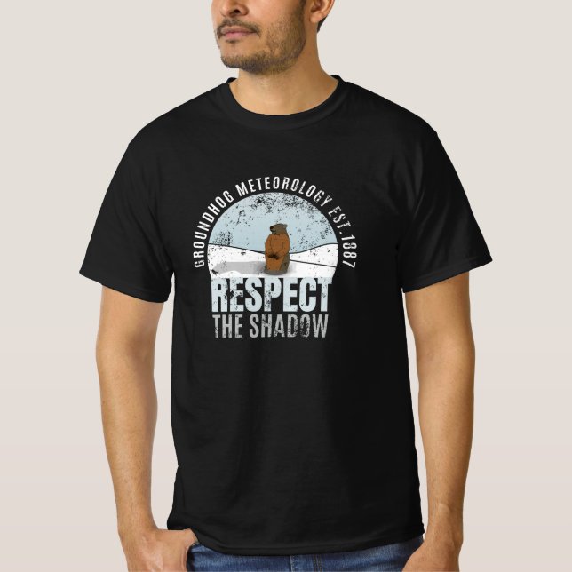 Camisa Groundhog Meteorologia Respeite A Sombra T- (Frente)