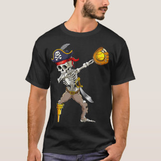 Camisa Halloween Dabbing Pirate Skeleton Softball