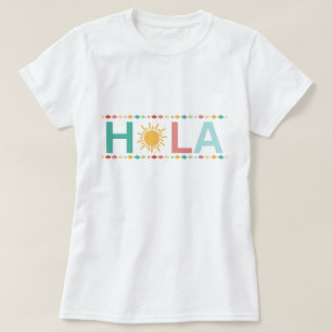 Camisa Hola, Camisa Hola Espanhol, Camisa Olá em E