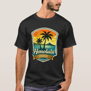 Camisa Honolulu Havaí Férias na Praia de Oahu Surf