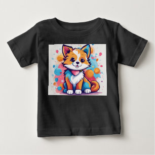 Camisa Infantil Colorida de Cachorro e Gato Fofo D