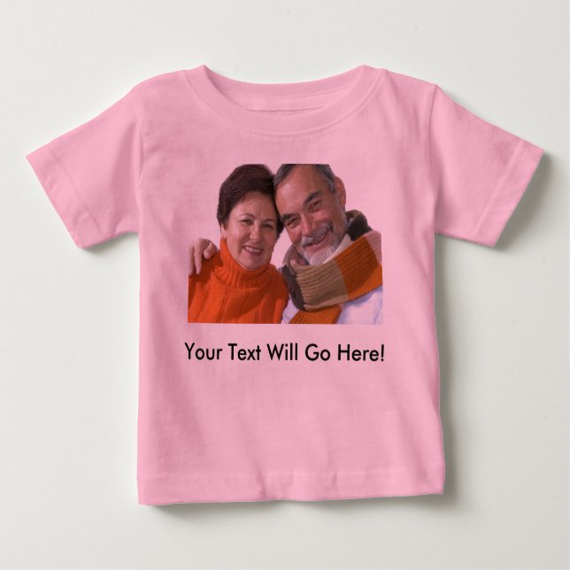 Camisa infantil com foto e texto feitos sob (Frente)