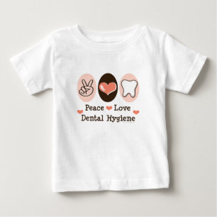 Camisa infantil da higiene dental T do amor da paz