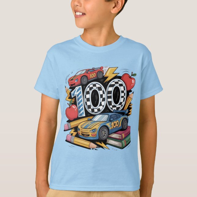 Camisa Infantil de Desenho de Carro de Corrida de  (Frente)