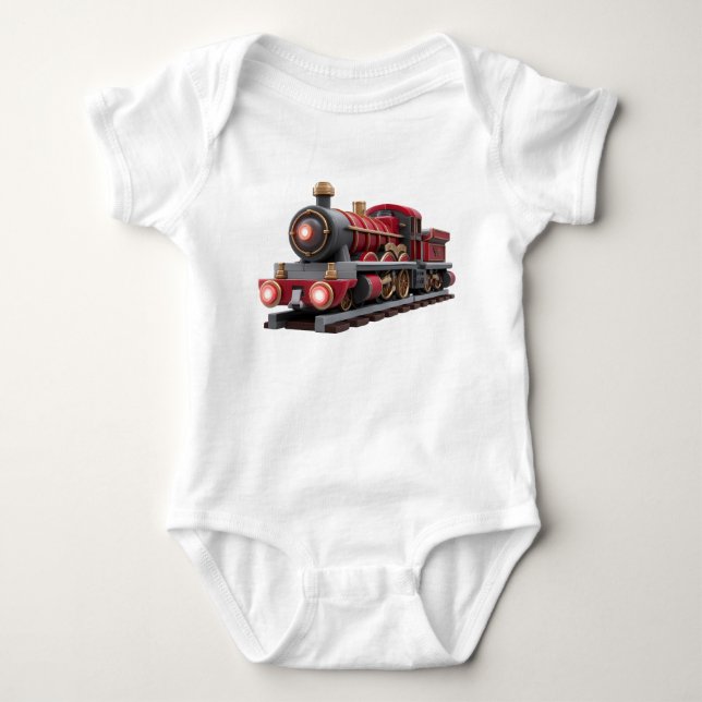 Camisa Infantil de Trem a Vapor Vermelho Clássico  (Frente)