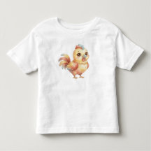 Camisa Infantil Frango de Criança em Aquarela Fofa