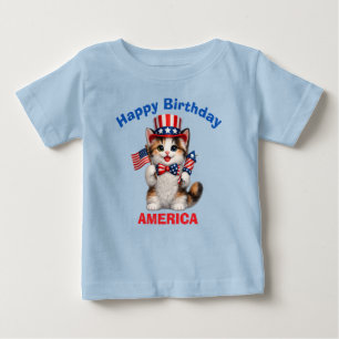 Camisa Infantil Patriótica Gatinho Calico (1n)