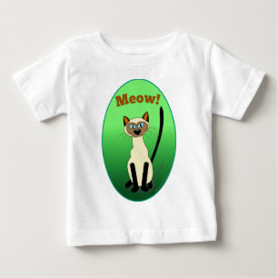 Camisa infantil (verde) Siamese do gato