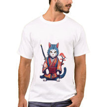 Camisa Japonesa Samurai Gato Ninja Guerreiro